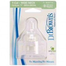 Dr Brown´s Tetina Silicona +9 Meses Boca Ancha Corte en Y 2 Unidades