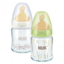 Nuk First Choice Biberon Cristal 120 mL con Tetina Talla 1 0-6 meses Orificio M