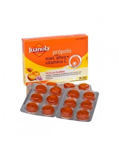Juanola Propolis Miel Altea y Vitamina C 24 Pastillas Blandas
