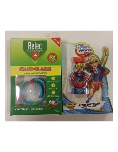 Relec Pulsera Antimosquitos Click Clack Reloj Supergirl