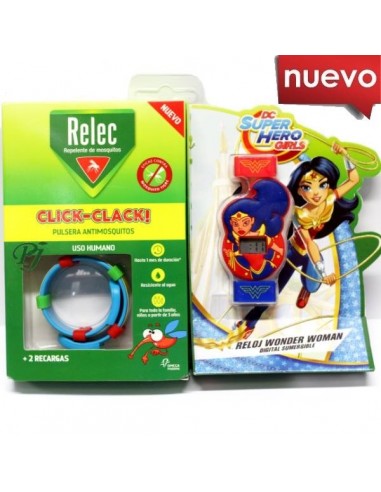 Relec Pulsera Antimosquitos Click Clack Reloj Wonder Woman