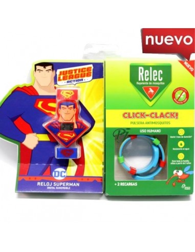 Relec Pulsera Antimosquitos Click Clack Reloj Superman